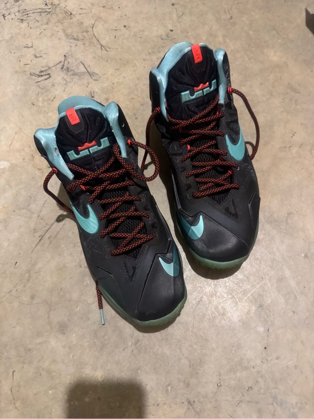 Men's Black & Teal Basketball Sneakers with Coral Accents